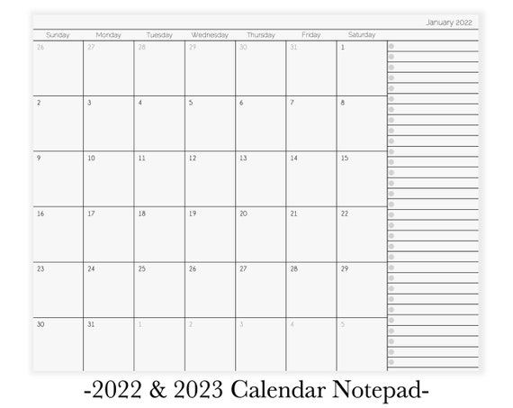 Calendrier 2023 Bloc Note Du Bloc-Notes Du Calendrier 2022 Planificateur Mensuel | Etsy Canada