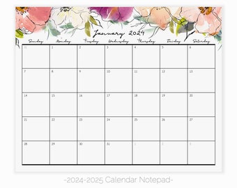 Pastel Garden Calendar Notepad | Magnetic Calendar for Fridge | Desk Calendar | 2024 Wall Calendar | Monthly Calendar Planner 2024 Calendar