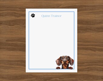 Dachshund Custom Notepad | Cute Peeking Dog Personalized Gift for Pet Lover | Doctor Stationery Memo Pad with Wiener Dog
