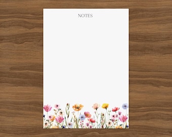 Colorful Flower Notepad | Wildflower Garden Stationery | Pretty Blank Pad of Paper for Notes
