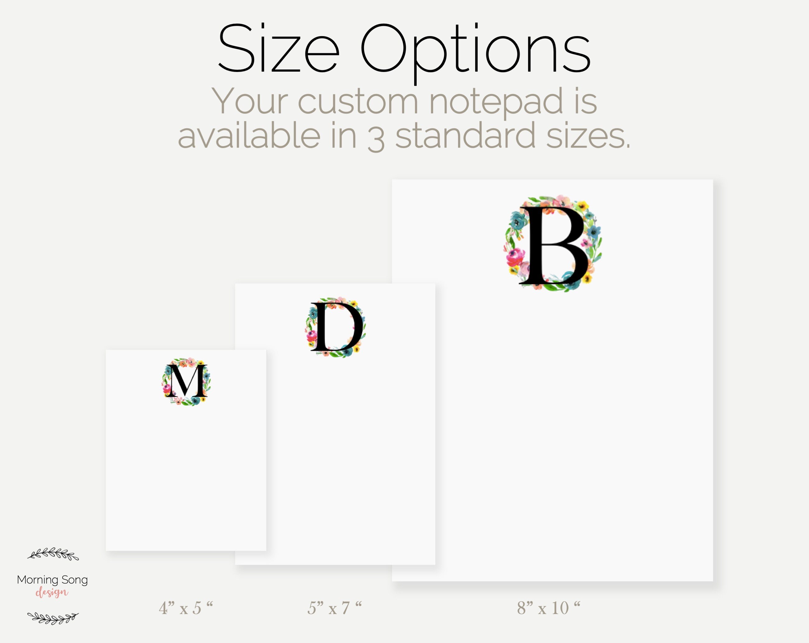 Personalized Monogram Floral Wreath Notepad | Custom Initial Notepads ...