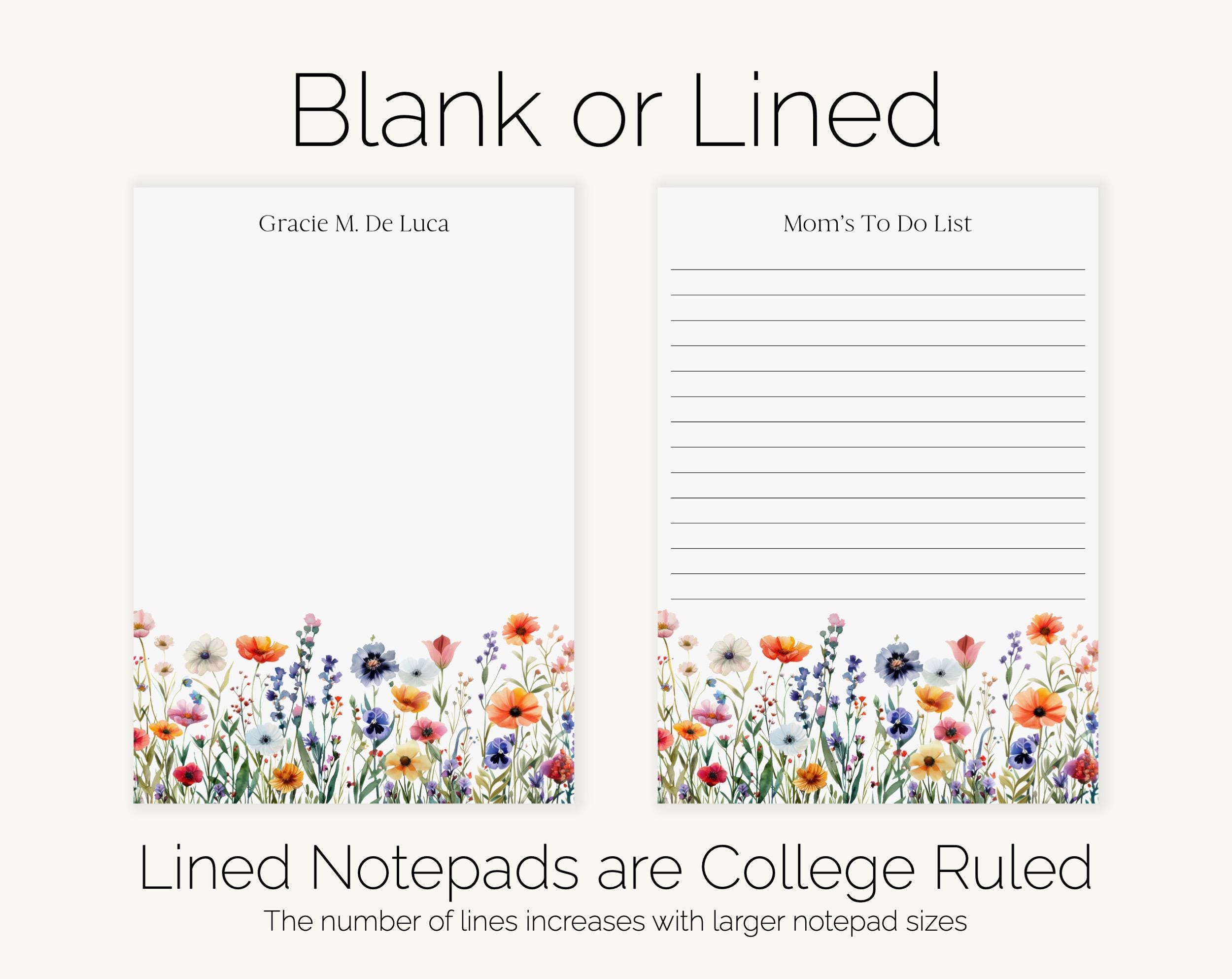 Bold Floral Personalized Notepad | Custom Wildflower Garden Stationery ...