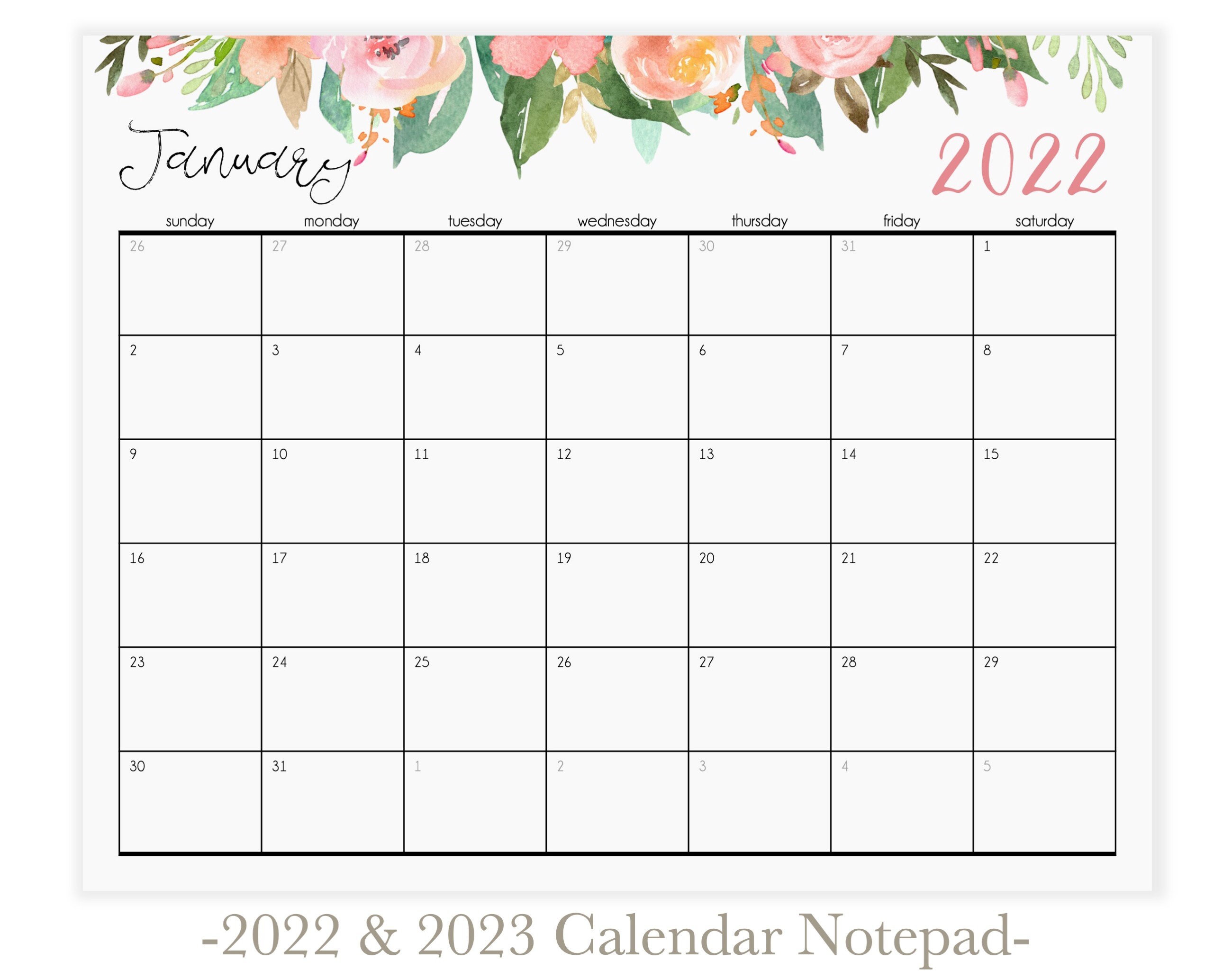2023 Magnetic Refrigerator Calendar Floral Calendar Notepad Magnetic Calendar For Fridge Desk | Etsy India