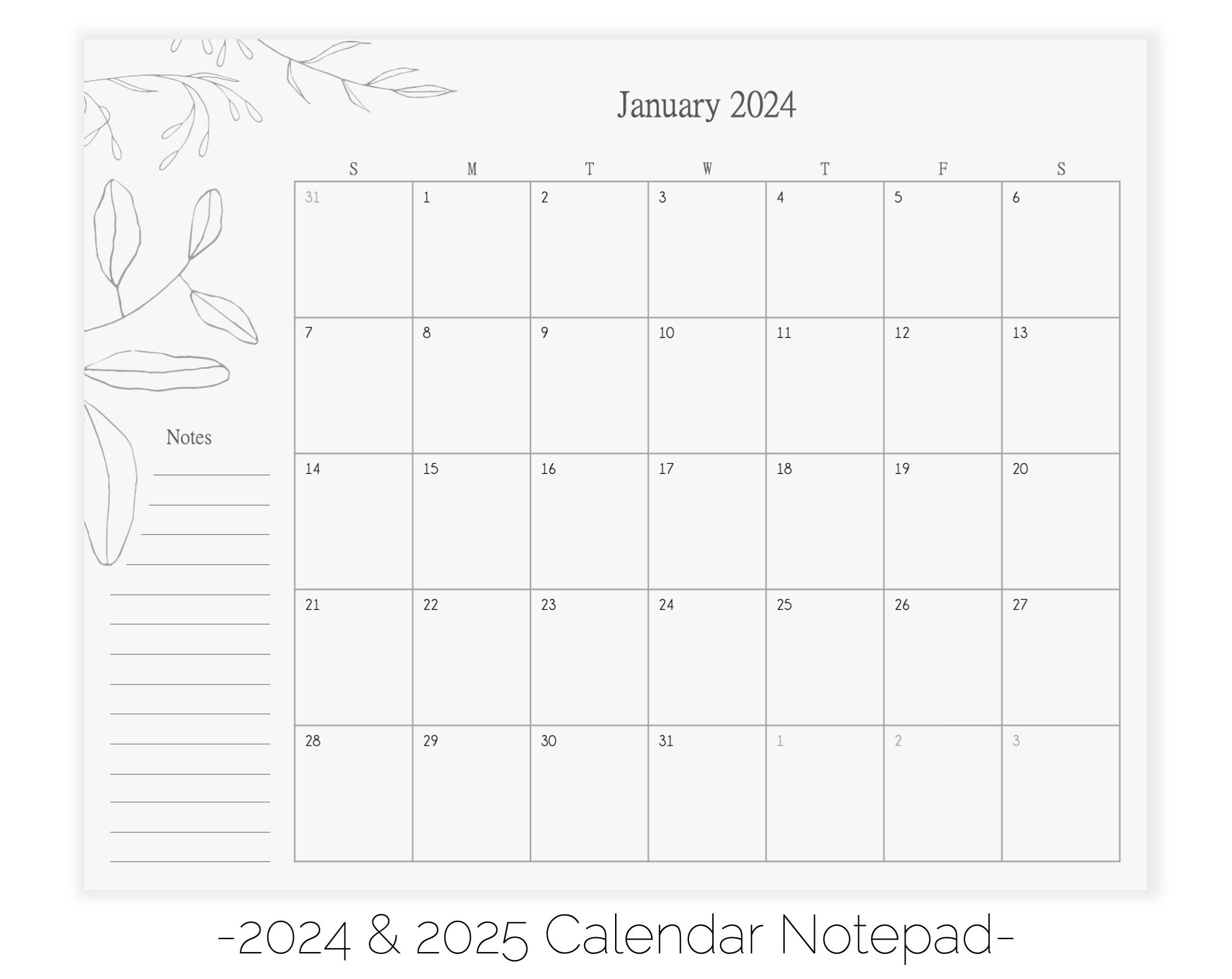 Modern Floral Calendar Notepad Magnetic Calendar for Fridge Desk