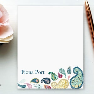 Blue Paisley Personalized Notepad | Paisley Notepad | Paisley Desk Notepad | Personalized Teacher Notepad | Personalized Stationery Note Pad