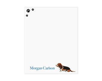 Basset Hound Dog Personalized Notepad | Dog Stationery Custom Notepad  | Dog Lover Gift | Gifts for Dog Lovers | Dog Notepad Personalized