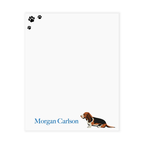 Basset Hound Dog Personalized Notepad | Dog Stationery Custom Notepad  | Dog Lover Gift | Gifts for Dog Lovers | Dog Notepad Personalized