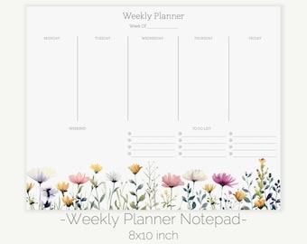 Cottage Garden Weekly Planner Notepad: Floral To Do List (8x10) or Homeschool Planner
