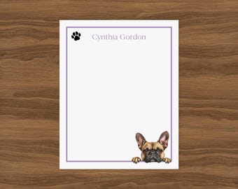 French Bulldog Custom Notepad | Cute Peeking Dog Personalized Gift for Pet Lover | Doctor Stationery Memo Pad with Frenchie