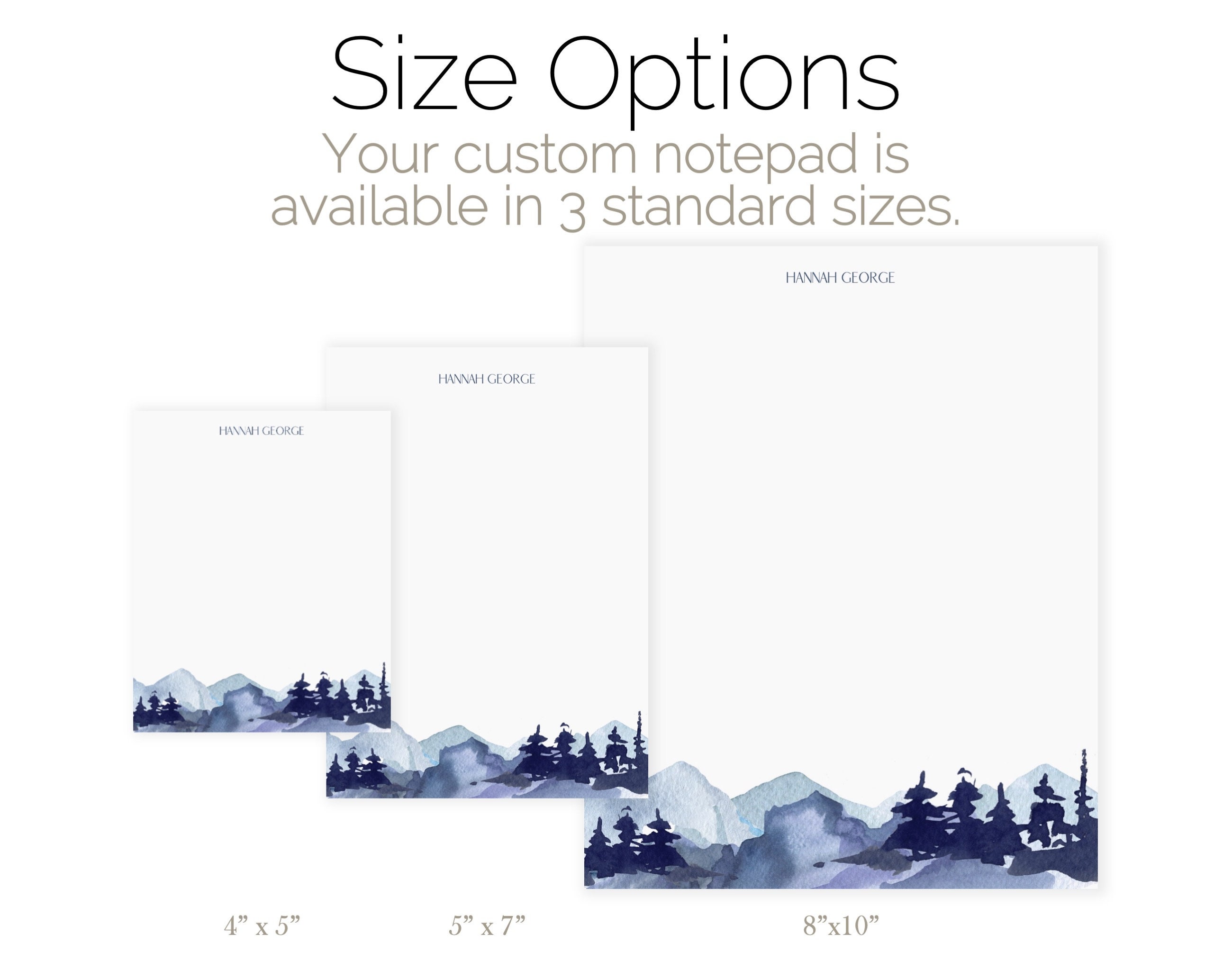 Notepad River Design Watercolor Mountain Custom Notepad | Nature Personalized Notepad ...