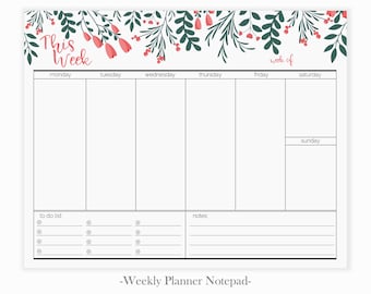 Weekly Planner Pad | Weekly Notepad Planner | 2020 Weekly Planner Notepad | Undated Planner Notepad | Daily Schedule To Do List Planner