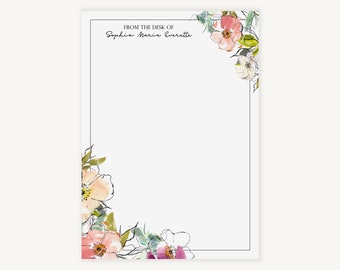 Pastell Garten Wildblume Personalisierte Notizblock: Rosa Blumen Briefpapier Geschenk