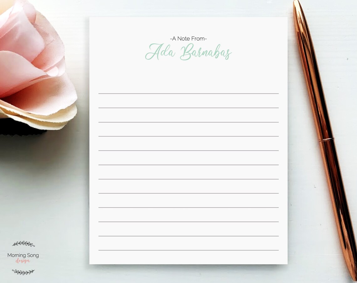 Lined Personalized Notepad A Note From Lined Notepad Etsy