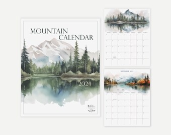 2024 Mountain Calendar Notepad | Watercolor Mountain Calendar | Mountain Decor | Men's Calendar | Mountain Prints Calendar | Mountain Gifts