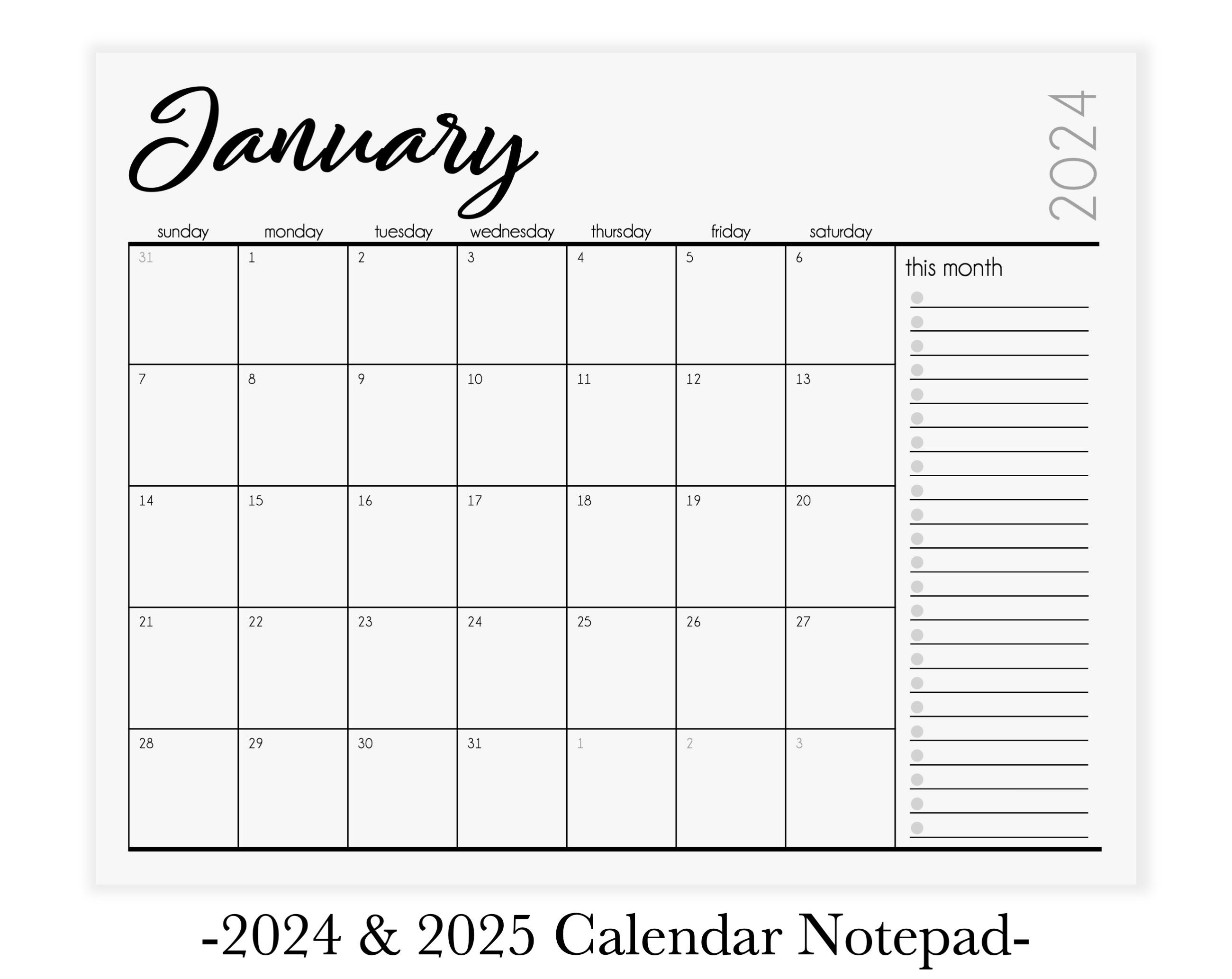 Bloc-notes du calendrier 2024 Calendrier de bureau 2024-2025 Calendrier  familial Calendrier mural 2024 Pad de calendrier minimaliste Liste de  tâches du planificateur mensuel -  France