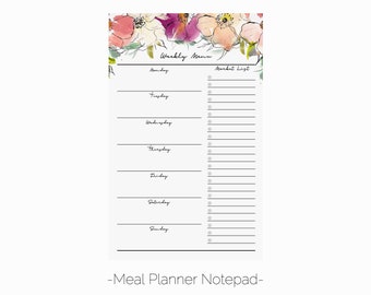 Pastel Garden Meal Planner Notepad | Floral Magnetic Planner Notepad | Family Meal Planner | Flower Planner Pad | Meal Planner Grocery List