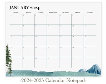 Mountain Calendar Notepad | Magnetic Calendar for Fridge | Desk Calendar 2024 | 2024 Wall Calendar | Monthly Calendar Planner 2024 Calendar