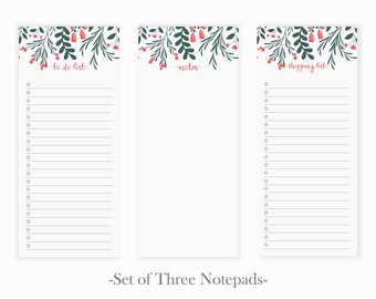 Berry Bliss Notepad Set of Three for Fridge | Magnetic To Do List Notepad | To Do List Desk Pad | Grocery List Pad | Shopping List Memo Pad