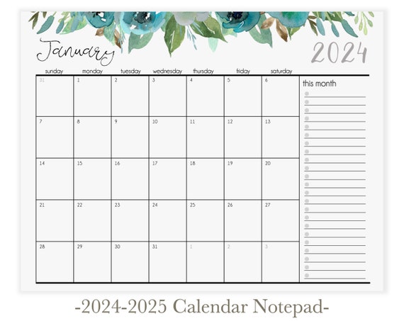 Calendrier 2024 mural CASELLE HORIZONTAL planning mensuel idéal pour notes  et notes - A4-30 x 21 cm