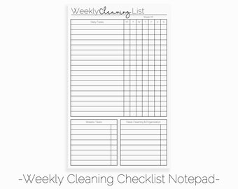 Weekly Cleaning Schedule Notepad | Weekly Cleaning Checklist Notepad | Cleaning Planner Notepad | Cleaning Tracker | Home Organization
