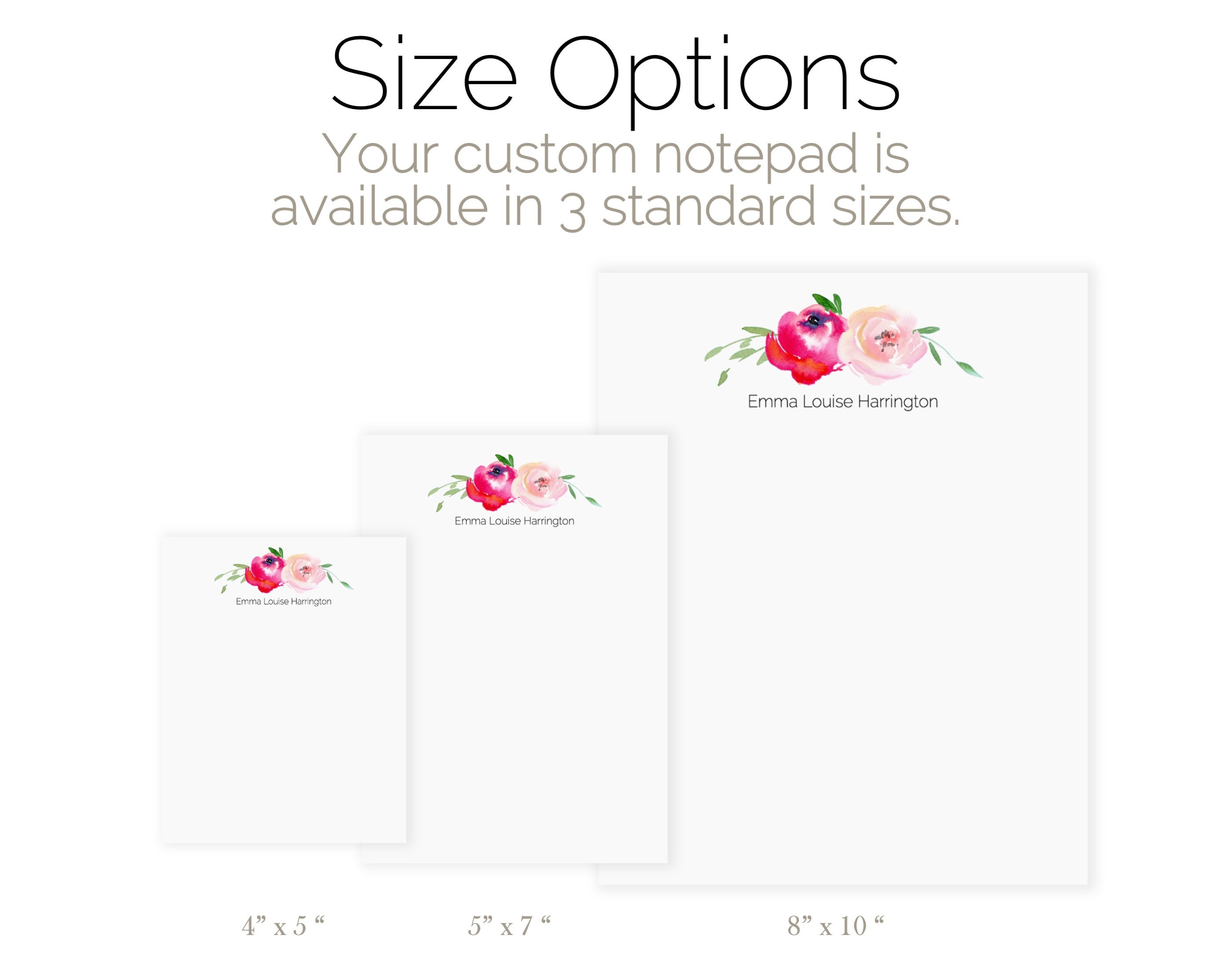 Floral Personalized Notepad With Custom Name | Pink Flower Notepad ...