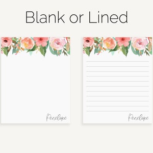 Pink Floral Personalized Notepad | Pink Flowers Custom Notepad | Blank ...