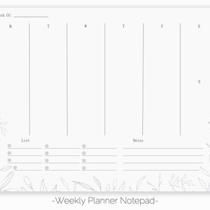 Modern Floral Weekly Planner Pad / Weekly Desktop Planner / Day Schedule Notepad / Weekly List Desk Planner Notepad / Week Planner Notepad