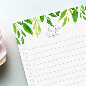 Notatnik z listą zadań do wykonania z zielonymi liśćmi | Liniatura z listą zadań do wykonania z polami wyboru | Codzienny notatnik z listą zadań do wykonania | Notatnik z listą kontrolną zadań do wykonania | Prezent dla nauczyciela