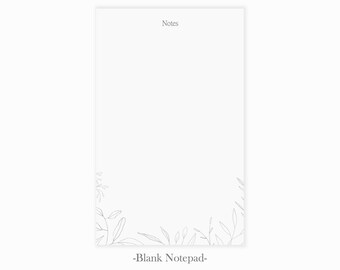 Modern Floral Blank Notes Notepad | Magnetic Notepad | Teacher Notepad Gift | Minimalist Notepad with Flowers | Blank Flower Basic Notepad