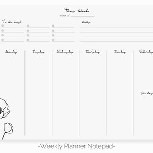 Mohnblumen Wochenplaner Notizblock | Familien Organizer Notizblock Planer | Großer Wochen To Do Liste Notizblock | Wochen Schreibtisch-Planer | To Do Liste