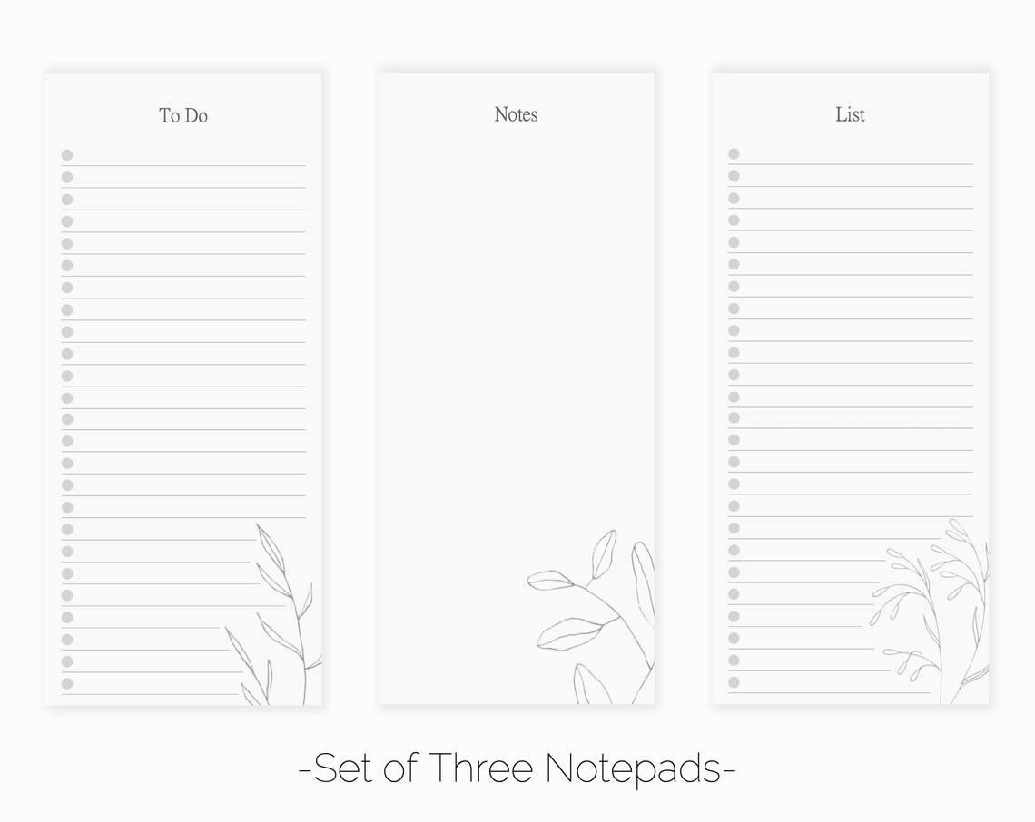 Modern Floral Set of 3 Notepads | Magnetic to Do List Notepad | to Do ...