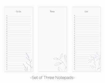 Moderno conjunto floral de 3 blocs de notas / magnético para hacer lista bloc de notas / Para hacer lista de teclado de escritorio / almohadillas de lista de comestibles / Para hacer lista Pad / Lista de compras Pad