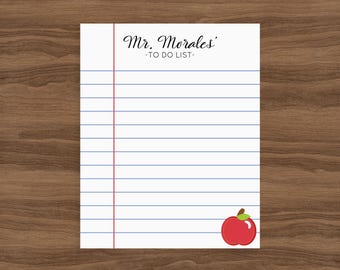 Bloc de notas personalizado para profesores, regalo personalizado para la vuelta al cole o de agradecimiento, regalo para el director, lista de tareas para profesores, protector de escritorio para el aula.