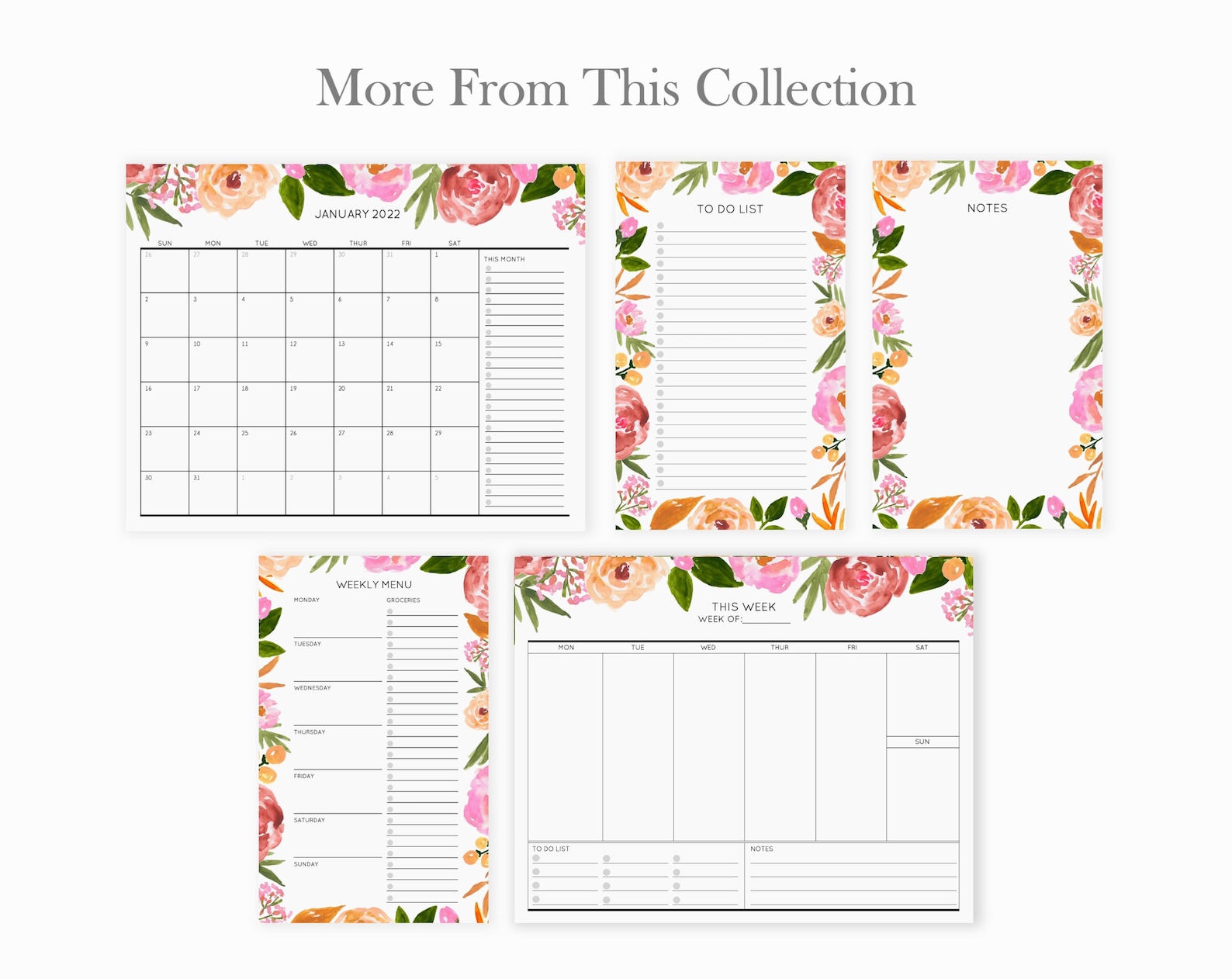 Weekly Planner Pad | Pink Floral Weekly Desktop Planner | Day Schedule ...
