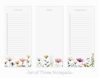 Cottage Garden Notepad Set: To-Do, Shopping, Notes - Floral Desk Pads