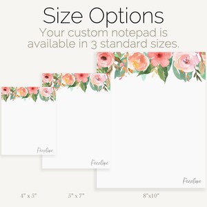 Pink Floral Personalized Notepad | Pink Flowers Custom Notepad | Blank ...