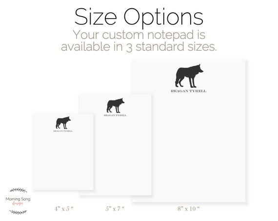 Animal Memo Pad Custom Wolf Notepad Gift Lined or Blank Writing Pad Wolf Stationery Note Pad Personalized Wolf Notepad with Name