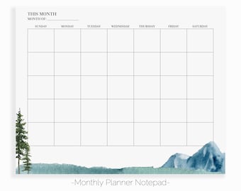 Mountain Monthly Planner Notepad | 2023 Monthly Planner Pad | Undated Monthly Calendar | Mountain Planner Notepad | Monthly Meal Planner