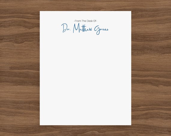 Personalized From the Desk Of Notepad, Custom Notepad, 1st Anniversary Gift For Him, PhD Graduation Doctor Gift, Handwriting Font Stationery