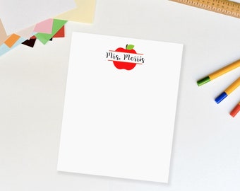 Custom Teacher Notepad Personalized with Teacher Name in Apple | Back to School or Teacher Appreciation Gift | Student Teacher Gift Notepad