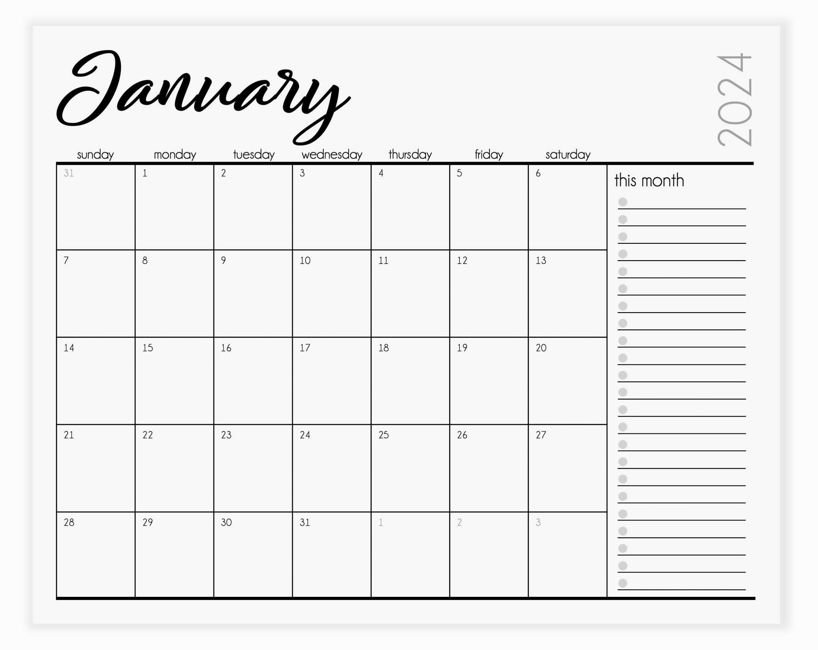 2024 Wall Hanging Calendar Kawaii Yearly Planner Sheet Memo Pad To Do List  Agenda Schedule Organizer Check List Home Office