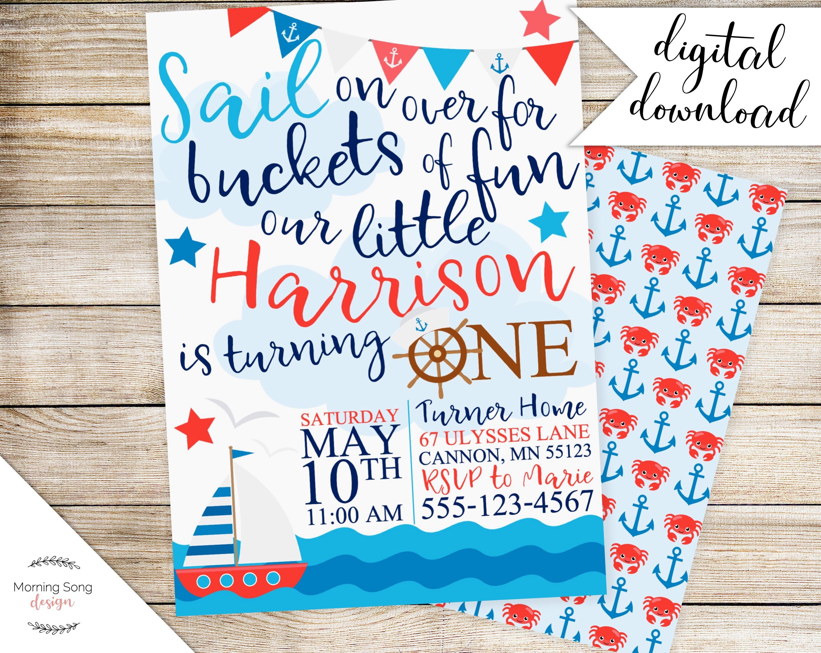 Nautical Invitation Printable Nautical Invites Sail On Etsy
