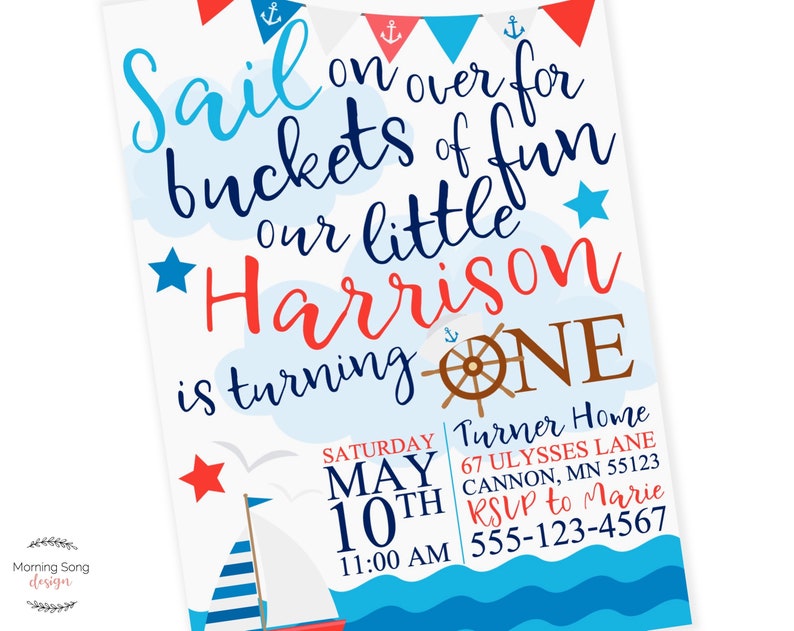 Nautical Invitation Printable Nautical Invites Sail On | Etsy