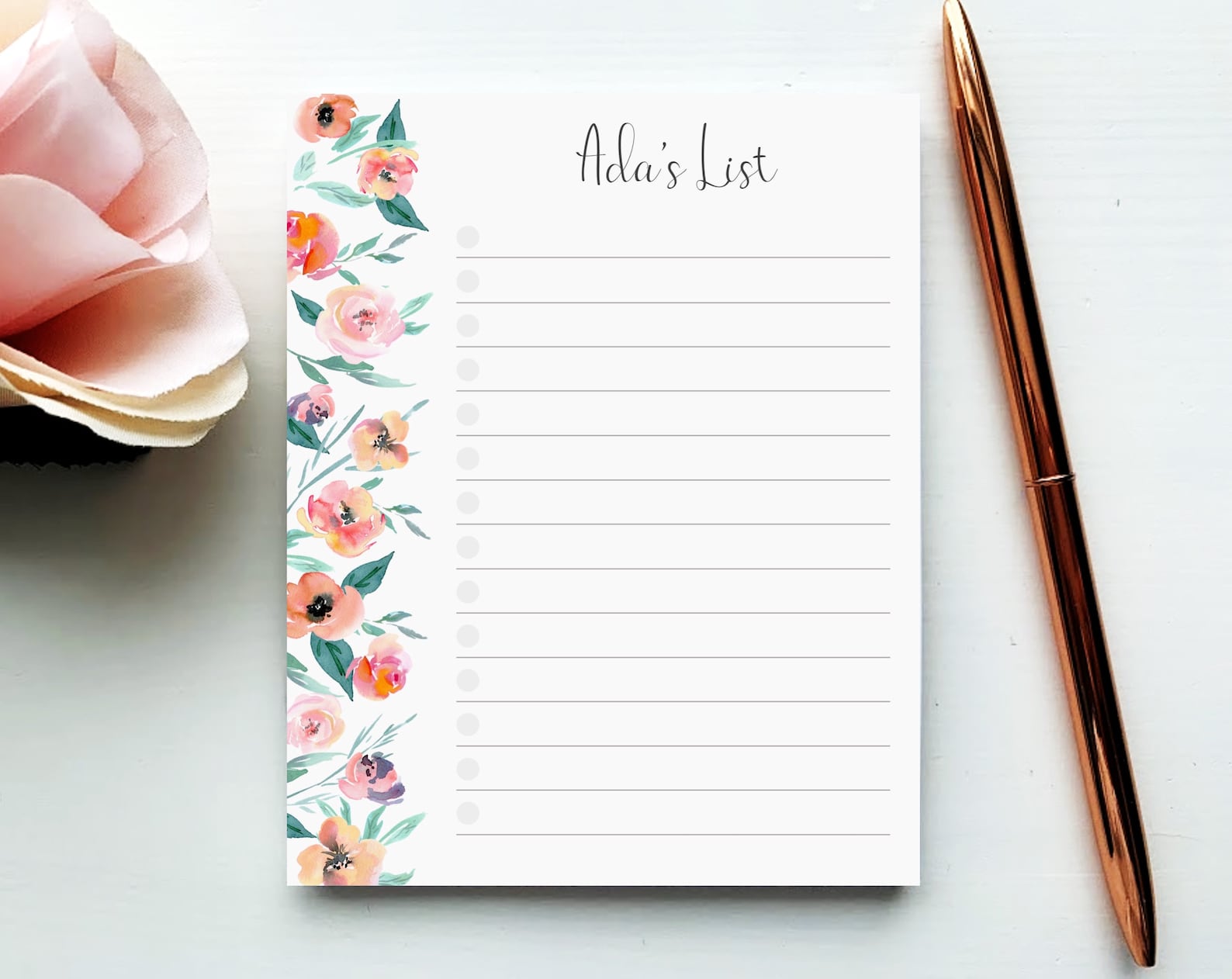 Personalized to Do List Pink Floral Notepad | Custom Planner With Check ...