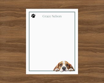 Beagle Custom Notepad | Cute Peeking Dog Personalized Gift for Pet Lover | Teacher Stationery Memo Pad