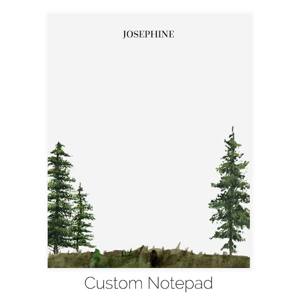 Pine Tree Notepad | Custom Notepad Nature Theme | Outdoors Personalized Notepad | Pinetrees Nature Lover Gift | Forest Memo Pad With Name