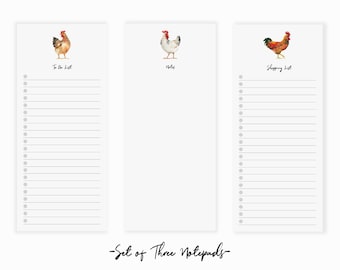 Chicken Notepad Set of 3 | Magnetic To Do List Notepad | To Do List Desk Pad | Grocery List Pads | To Do List Memo Pad | Shopping List Pad