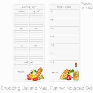Shopping and Grocery List Notepad Meal Planner | Magnetic Shopping List Notepad for Fridge | Magnet Grocery List  | Meal Planner Notepad Set