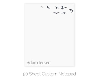 Flock of Birds Custom Bird Notepad | Simple Personalized Notepad | First Anniversary Gift for Husband | Nature Lover Desk Pad | Gift for Men