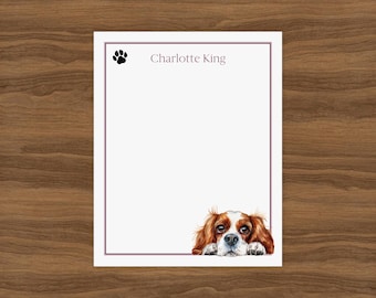 Cavalier King Charles Custom Notepad | Cute Peeking Dog Personalized Gift for Pet Lover | Teacher Stationery Memo Pad